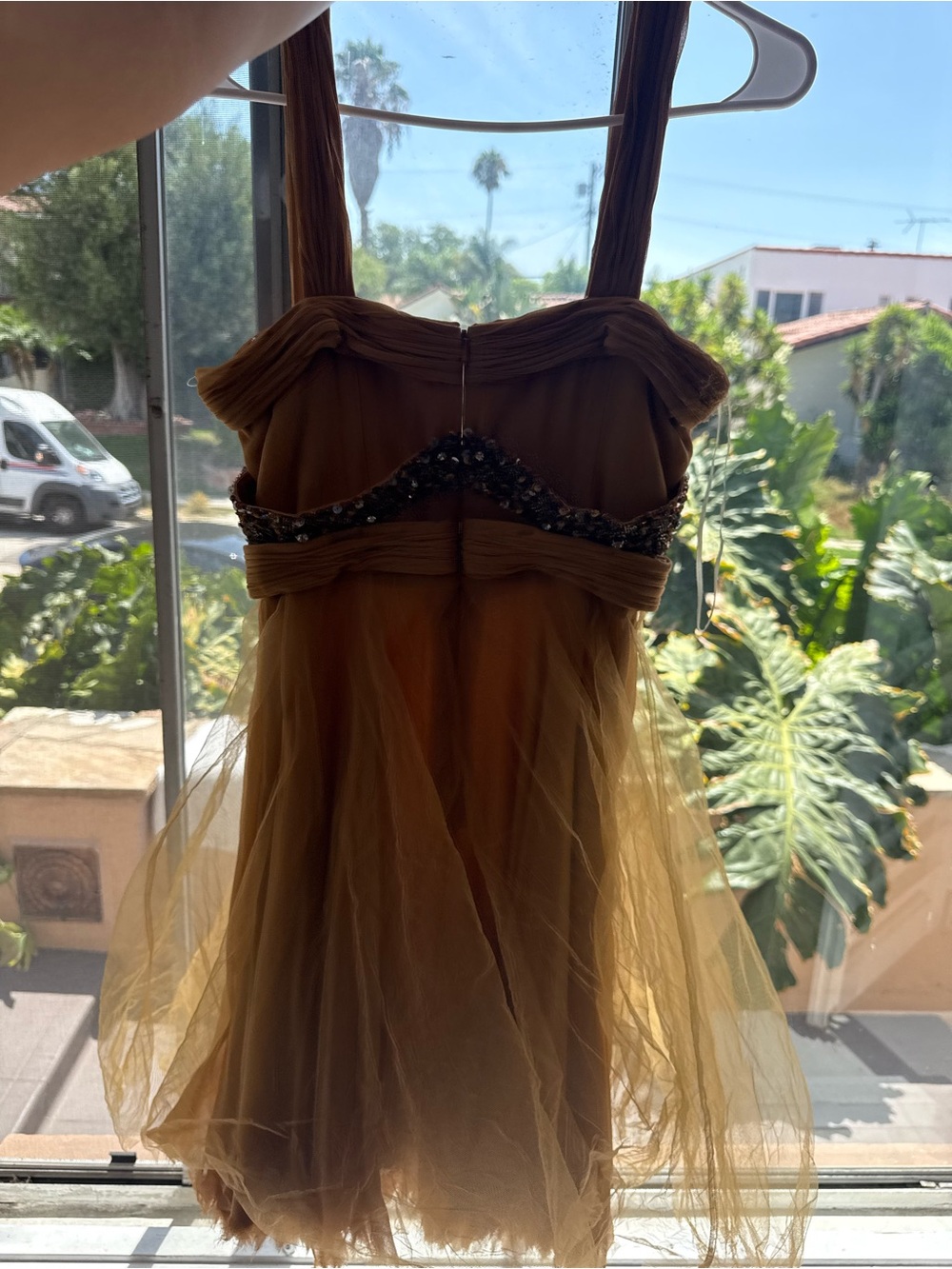Mandalay Gold Sequin Empire Waist Tulle Party Dress sz 6 - Picture 9 of 9
